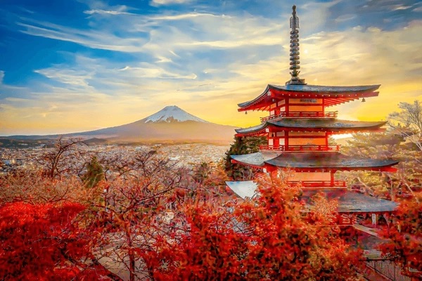 Địa điểm ngắm núi Phú Sĩ nổi tiếng ở Chùa Chureito