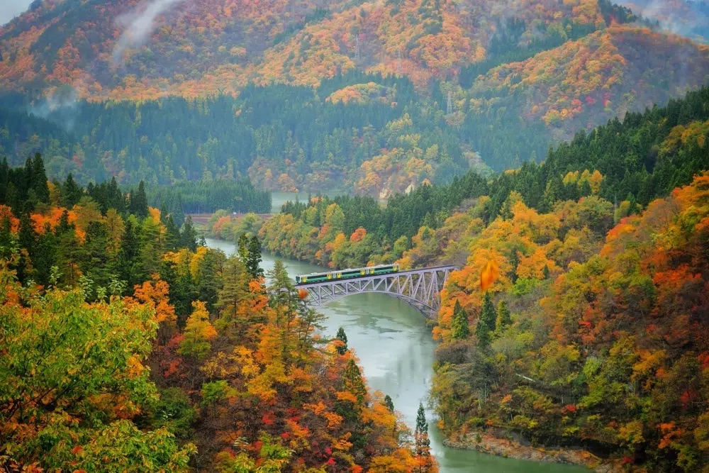 Cảnh quan từ điểm quan sát cầu sông Tadami - Fukushima