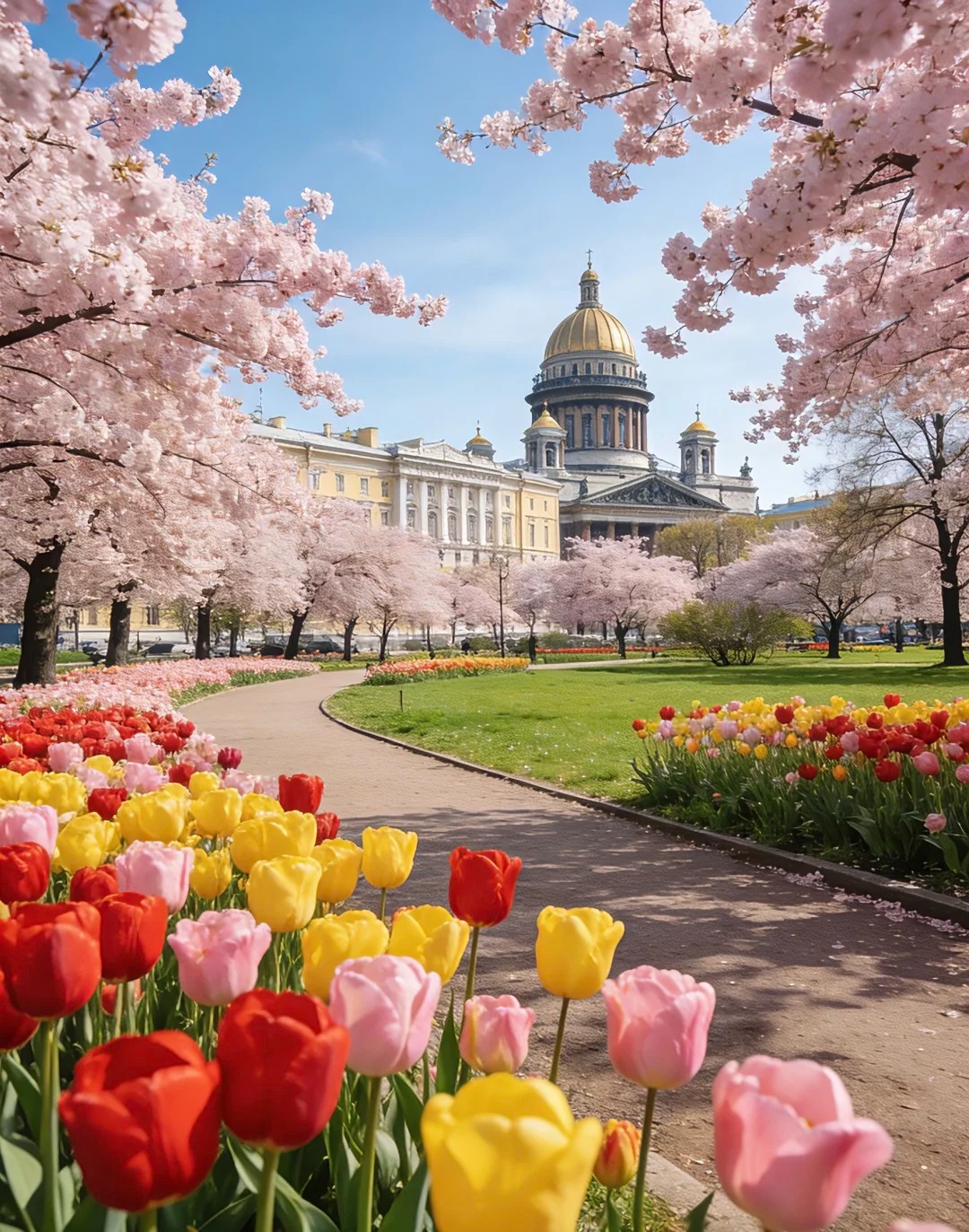 Saint Petersburg cuối tháng 4 với bờ sông Neva bắt đầu vào xuân