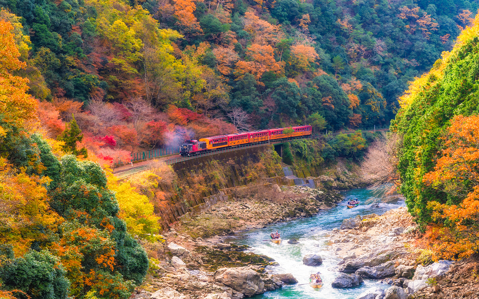Tận hưởng mùa thu trên chuyến tàu Sagano Romantic Train