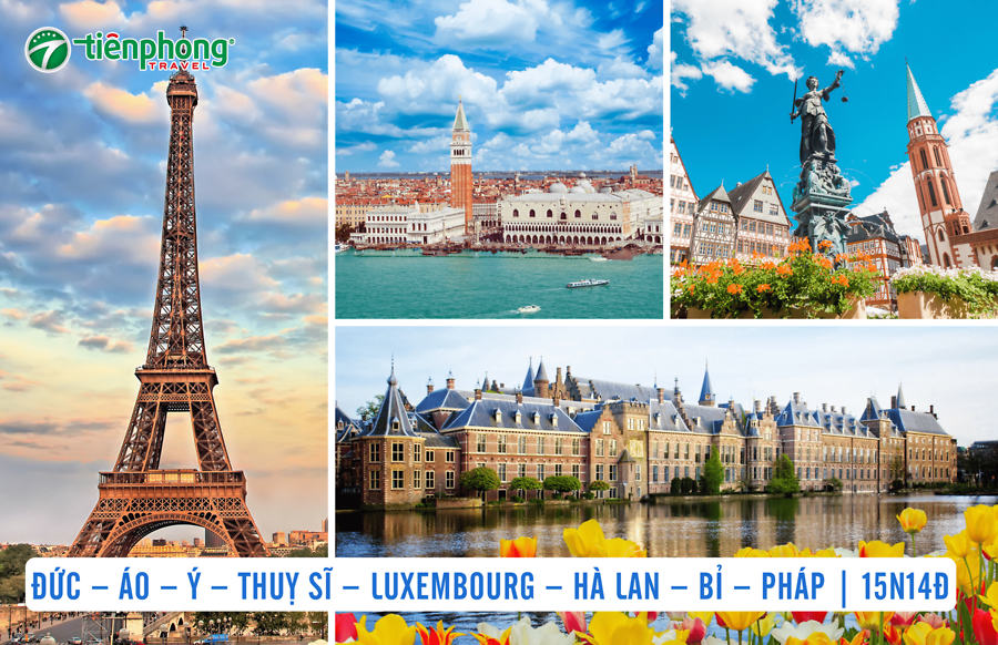 TOUR ĐÔNG TÂY ÂU 2025: ĐỨC – ÁO – Ý – THUỴ SĨ – LUXEMBOURG – HÀ LAN – BỈ – PHÁP | 15N14Đ